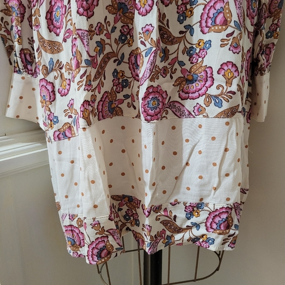 NWT Chaps Short Flowy Tunic Dress  Long sleeves with polkadots accents - Picture 2 of 10